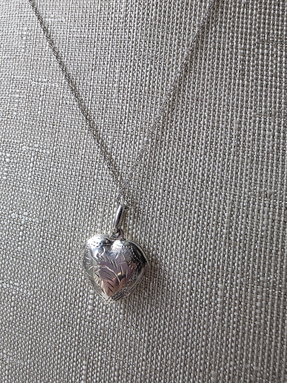 Vintage 925 Sterling Silver Ornate Puffy Heart Pendant Necklace 18” - Picture 9 of 14